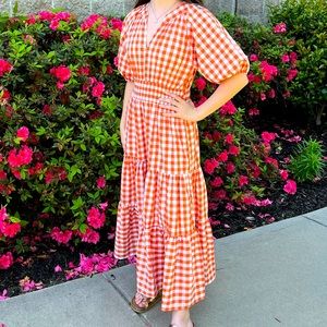 Entro Tiered Gingham Dress